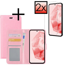 NoXx NoXx Samsung Galaxy A35 Hoesje Bookcase Met 2x Screenprotector - Lichtroze