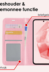 NoXx Hoes Geschikt voor Samsung A35 Hoesje Book Case Hoes Flip Cover Wallet Bookcase Met 2x Screenprotector - Lichtroze