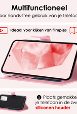 NoXx Hoes Geschikt voor Samsung A35 Hoesje Book Case Hoes Flip Cover Wallet Bookcase Met 2x Screenprotector - Lichtroze