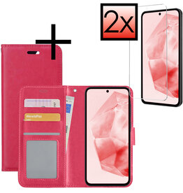 NoXx NoXx Samsung Galaxy A35 Hoesje Bookcase Met 2x Screenprotector - Donkerroze