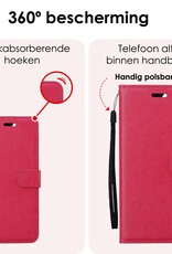 NoXx Hoes Geschikt voor Samsung A35 Hoesje Book Case Hoes Flip Cover Wallet Bookcase Met 2x Screenprotector - Donkerroze
