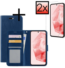 NoXx NoXx Samsung Galaxy A35 Hoesje Bookcase Met 2x Screenprotector - Donkerblauw