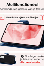 NoXx Hoes Geschikt voor Samsung A35 Hoesje Book Case Hoes Flip Cover Wallet Bookcase Met 2x Screenprotector - Donkerblauw