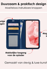 NoXx Hoes Geschikt voor Samsung A35 Hoesje Book Case Hoes Flip Cover Wallet Bookcase Met 2x Screenprotector - Donkerblauw