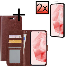 NoXx NoXx Samsung Galaxy A35 Hoesje Bookcase Met 2x Screenprotector - Bruin