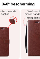 NoXx Hoes Geschikt voor Samsung A35 Hoesje Book Case Hoes Flip Cover Wallet Bookcase Met 2x Screenprotector - Bruin