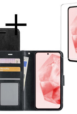 NoXx Hoes Geschikt voor Samsung A35 Hoesje Book Case Hoes Flip Cover Wallet Bookcase Met Screenprotector - Zwart