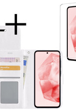 NoXx Hoes Geschikt voor Samsung A35 Hoesje Book Case Hoes Flip Cover Wallet Bookcase Met Screenprotector - Wit