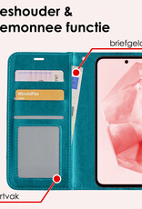 NoXx Hoes Geschikt voor Samsung A35 Hoesje Book Case Hoes Flip Cover Wallet Bookcase Met Screenprotector - Turquoise