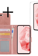 NoXx Hoes Geschikt voor Samsung A35 Hoesje Book Case Hoes Flip Cover Wallet Bookcase Met Screenprotector - Rosé goud