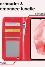 NoXx Hoes Geschikt voor Samsung A35 Hoesje Book Case Hoes Flip Cover Wallet Bookcase Met Screenprotector - Rood