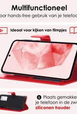NoXx Hoes Geschikt voor Samsung A35 Hoesje Book Case Hoes Flip Cover Wallet Bookcase Met Screenprotector - Rood