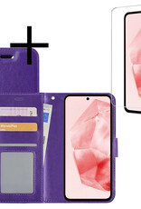 NoXx Hoes Geschikt voor Samsung A35 Hoesje Book Case Hoes Flip Cover Wallet Bookcase Met Screenprotector - Paars