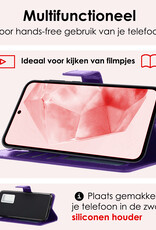NoXx Hoes Geschikt voor Samsung A35 Hoesje Book Case Hoes Flip Cover Wallet Bookcase Met Screenprotector - Paars