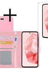 NoXx Hoes Geschikt voor Samsung A35 Hoesje Book Case Hoes Flip Cover Wallet Bookcase Met Screenprotector - Lichtroze
