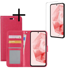 NoXx NoXx Samsung Galaxy A35 Hoesje Bookcase Met Screenprotector - Donkerroze