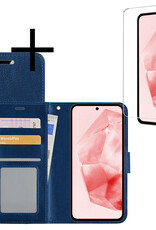 NoXx Hoes Geschikt voor Samsung A35 Hoesje Book Case Hoes Flip Cover Wallet Bookcase Met Screenprotector - Donkerblauw