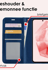 NoXx Hoes Geschikt voor Samsung A35 Hoesje Book Case Hoes Flip Cover Wallet Bookcase Met Screenprotector - Donkerblauw