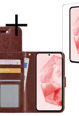 NoXx Hoes Geschikt voor Samsung A35 Hoesje Book Case Hoes Flip Cover Wallet Bookcase Met Screenprotector - Bruin