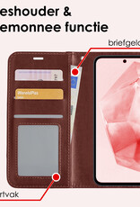 NoXx Hoes Geschikt voor Samsung A35 Hoesje Book Case Hoes Flip Cover Wallet Bookcase Met Screenprotector - Bruin