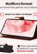 NoXx Hoes Geschikt voor Samsung A35 Hoesje Book Case Hoes Flip Cover Wallet Bookcase Met Screenprotector - Bruin