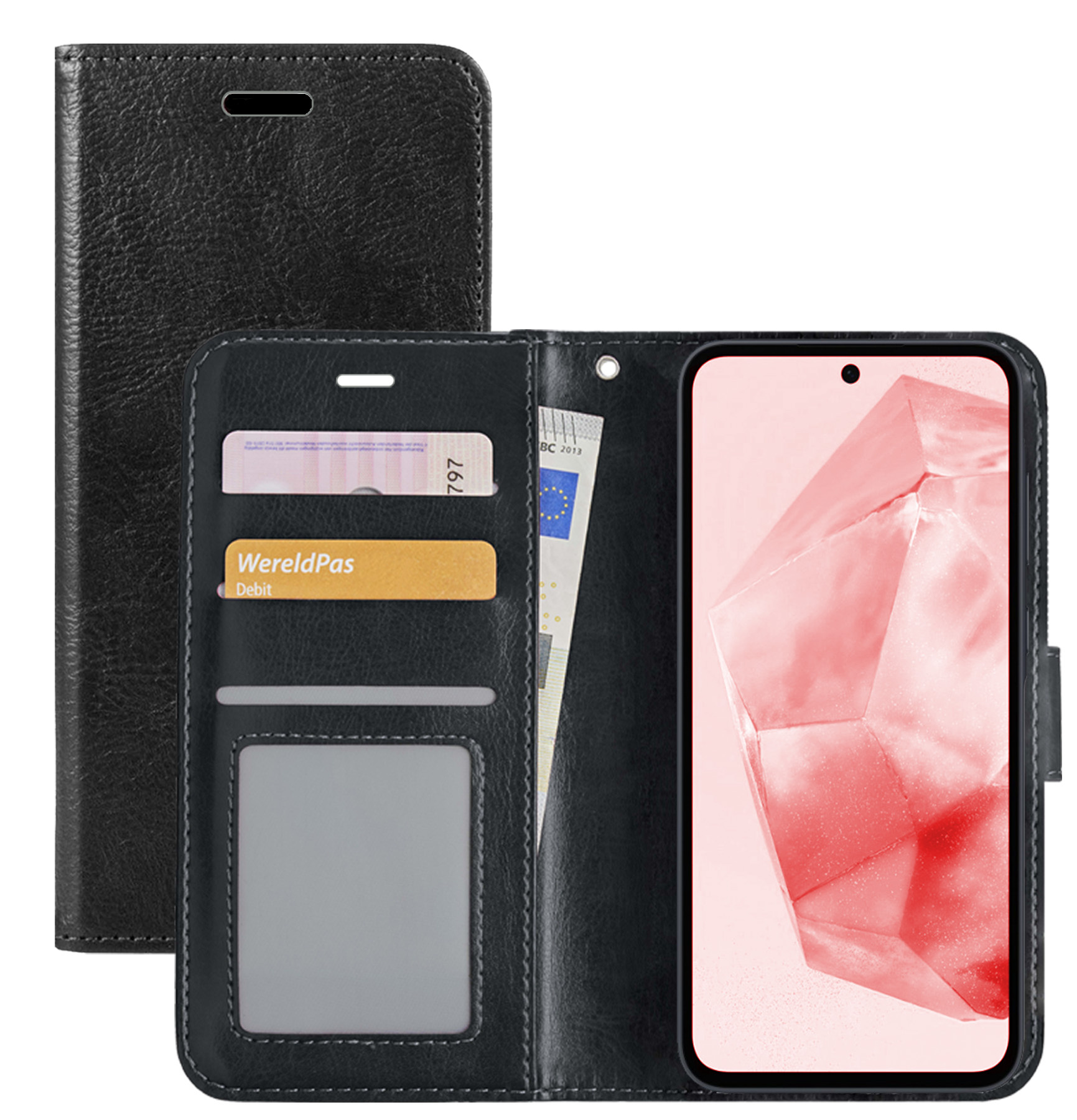 NoXx Hoes Geschikt voor Samsung A35 Hoesje Book Case Hoes Flip Cover Wallet Bookcase - Zwart