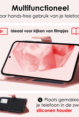 NoXx Hoes Geschikt voor Samsung A35 Hoesje Book Case Hoes Flip Cover Wallet Bookcase - Rosé goud