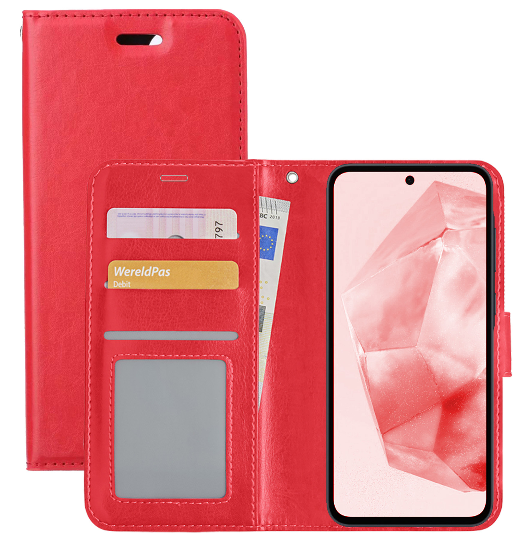 NoXx Hoes Geschikt voor Samsung A35 Hoesje Book Case Hoes Flip Cover Wallet Bookcase - Rood