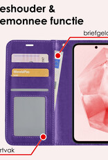 NoXx Hoes Geschikt voor Samsung A35 Hoesje Book Case Hoes Flip Cover Wallet Bookcase - Paars
