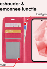 NoXx Hoes Geschikt voor Samsung A35 Hoesje Book Case Hoes Flip Cover Wallet Bookcase - Donkerroze