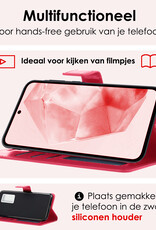 NoXx Hoes Geschikt voor Samsung A35 Hoesje Book Case Hoes Flip Cover Wallet Bookcase - Donkerroze
