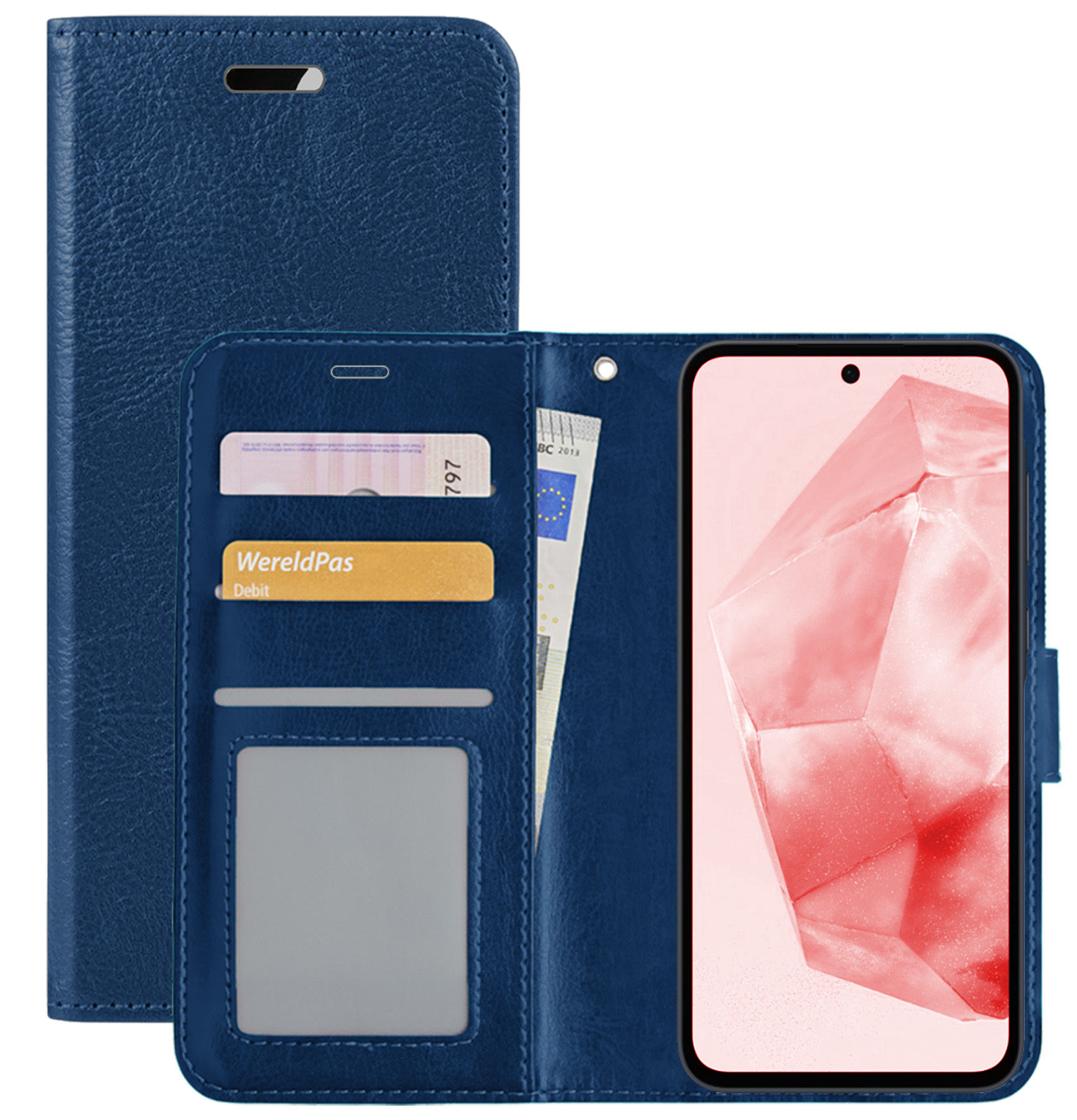 NoXx Hoes Geschikt voor Samsung A35 Hoesje Book Case Hoes Flip Cover Wallet Bookcase - Donkerblauw