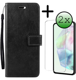 BASEY. BASEY. Samsung Galaxy A35 Hoesje Bookcase Met 2x Screenprotector - Zwart