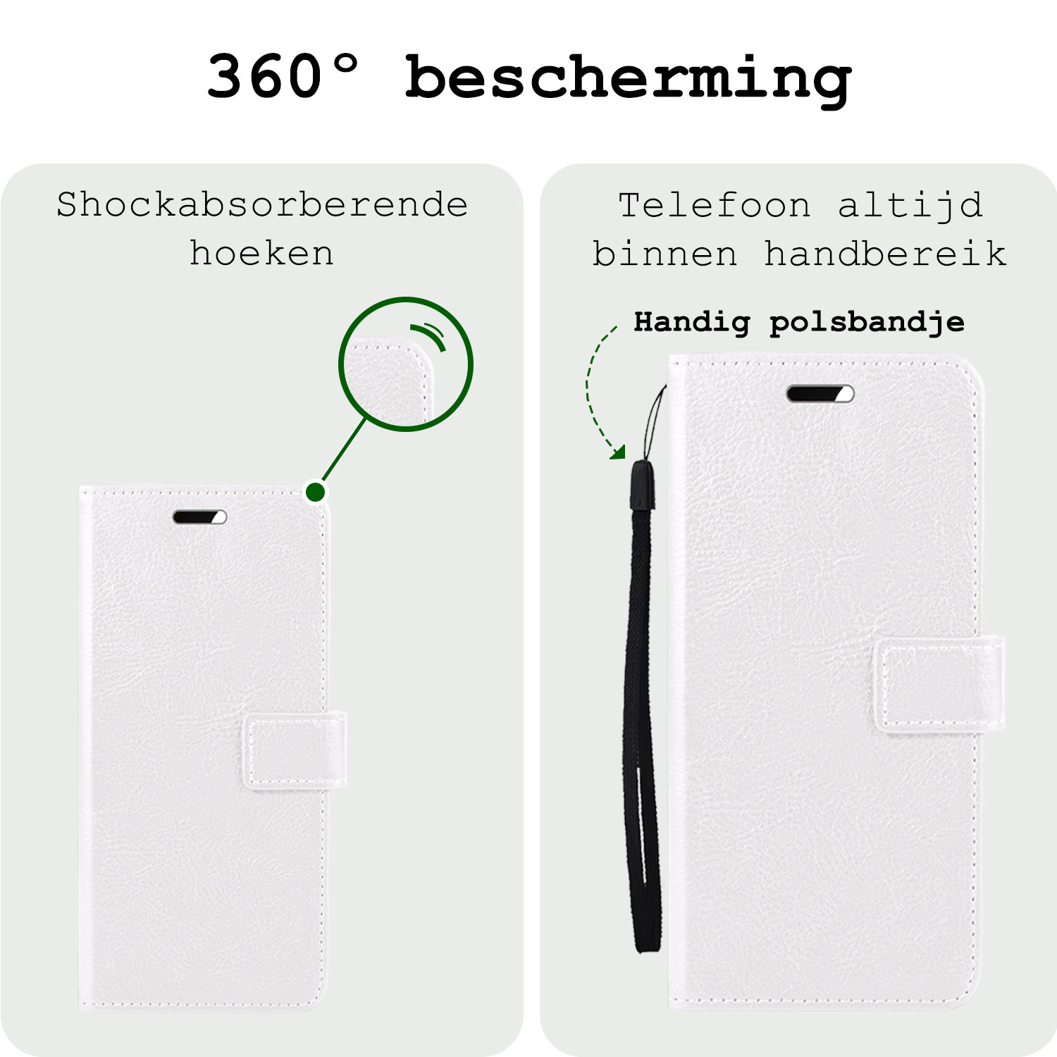 BASEY. Hoes Geschikt voor Samsung A35 Hoesje Bookcase Hoes Flip Case Book Cover Met 2x Screenprotector - Hoesje Geschikt voor Samsung Galaxy A35 5G Hoes Book Case Hoesje - Wit