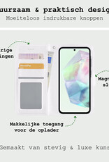 BASEY. Hoes Geschikt voor Samsung A35 Hoesje Bookcase Hoes Flip Case Book Cover Met 2x Screenprotector - Hoesje Geschikt voor Samsung Galaxy A35 5G Hoes Book Case Hoesje - Wit