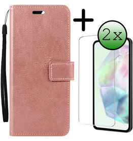 BASEY. BASEY. Samsung Galaxy A35 Hoesje Bookcase Met 2x Screenprotector - Rose Goud
