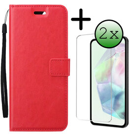 BASEY. BASEY. Samsung Galaxy A35 Hoesje Bookcase Met 2x Screenprotector - Rood