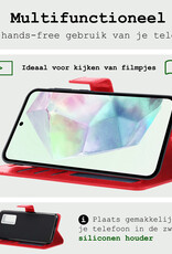 BASEY. Hoes Geschikt voor Samsung A35 Hoesje Bookcase Hoes Flip Case Book Cover Met 2x Screenprotector - Hoesje Geschikt voor Samsung Galaxy A35 5G Hoes Book Case Hoesje - Rood