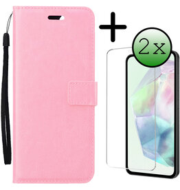 BASEY. BASEY. Samsung Galaxy A35 Hoesje Bookcase Met 2x Screenprotector - Lichtroze