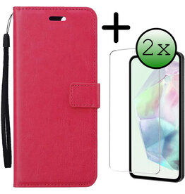 BASEY. BASEY. Samsung Galaxy A35 Hoesje Bookcase Met 2x Screenprotector - Donkerroze