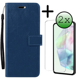 BASEY. BASEY. Samsung Galaxy A35 Hoesje Bookcase Met 2x Screenprotector - Donkerblauw