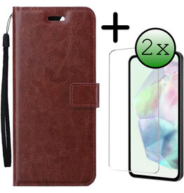 BASEY. BASEY. Samsung Galaxy A35 Hoesje Bookcase Met 2x Screenprotector - Bruin