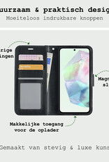 BASEY. Hoes Geschikt voor Samsung A35 Hoesje Bookcase Hoes Flip Case Book Cover Met Screenprotector - Hoesje Geschikt voor Samsung Galaxy A35 5G Hoes Book Case Hoesje - Zwart