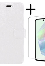 BASEY. Hoes Geschikt voor Samsung A35 Hoesje Bookcase Hoes Flip Case Book Cover Met Screenprotector - Hoesje Geschikt voor Samsung Galaxy A35 5G Hoes Book Case Hoesje - Wit