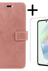 BASEY. Hoes Geschikt voor Samsung A35 Hoesje Bookcase Hoes Flip Case Book Cover Met Screenprotector - Hoesje Geschikt voor Samsung Galaxy A35 5G Hoes Book Case Hoesje - Rosé goud