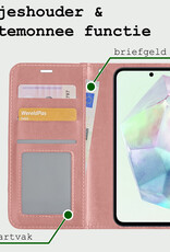 BASEY. Hoes Geschikt voor Samsung A35 Hoesje Bookcase Hoes Flip Case Book Cover Met Screenprotector - Hoesje Geschikt voor Samsung Galaxy A35 5G Hoes Book Case Hoesje - Rosé goud