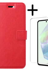 BASEY. Hoes Geschikt voor Samsung A35 Hoesje Bookcase Hoes Flip Case Book Cover Met Screenprotector - Hoesje Geschikt voor Samsung Galaxy A35 5G Hoes Book Case Hoesje - Rood
