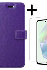BASEY. Hoes Geschikt voor Samsung A35 Hoesje Bookcase Hoes Flip Case Book Cover Met Screenprotector - Hoesje Geschikt voor Samsung Galaxy A35 5G Hoes Book Case Hoesje - Paars