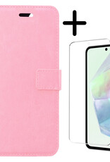 BASEY. Hoes Geschikt voor Samsung A35 Hoesje Bookcase Hoes Flip Case Book Cover Met Screenprotector - Hoesje Geschikt voor Samsung Galaxy A35 5G Hoes Book Case Hoesje - Lichtroze
