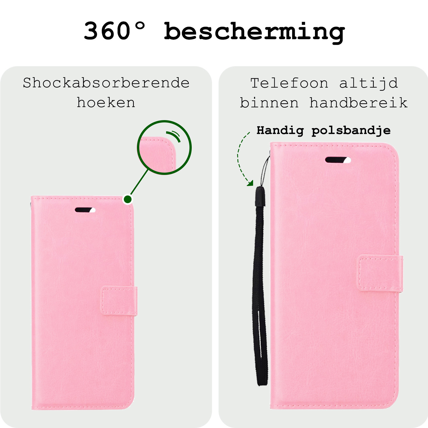 BASEY. Hoes Geschikt voor Samsung A35 Hoesje Bookcase Hoes Flip Case Book Cover Met Screenprotector - Hoesje Geschikt voor Samsung Galaxy A35 5G Hoes Book Case Hoesje - Lichtroze